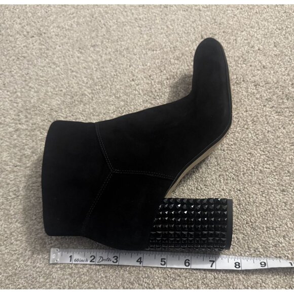 Michael Kors Black Suede Arabella Ankle Boots Zip Booties Studded Heels Size 8 - Picture 13 of 13